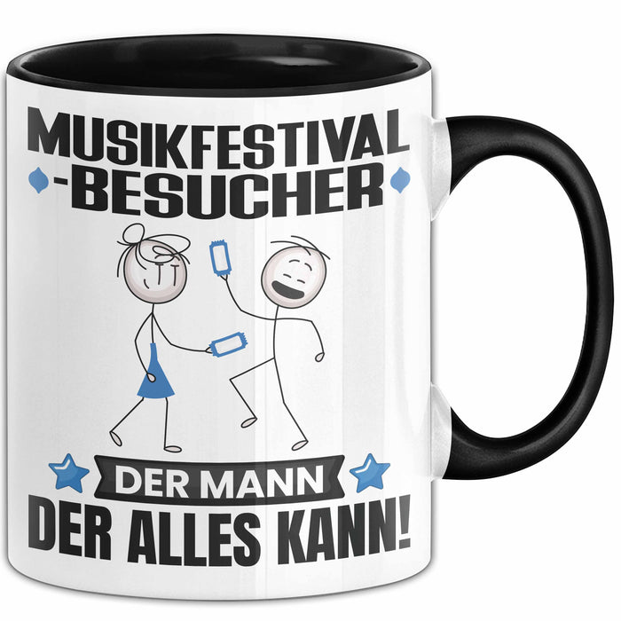 Musikfestival-Besucher Tasse Geschenk für Musikfestival-Besucher Der Mann Der Alles Kann Geschenkidee zum Geburtstag Schwarz Trendation