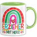 Erzieher Mit Herz Tasse Lustiges Geschenk Für Kindergarten Erzieher Mann Grün Trendation