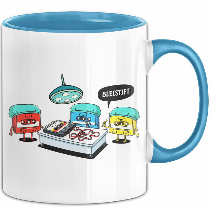 Retro Kassette OP Arzt Tasse Geschenk Lustige Geschenkidee Spruch Bleistift Blau Trendation