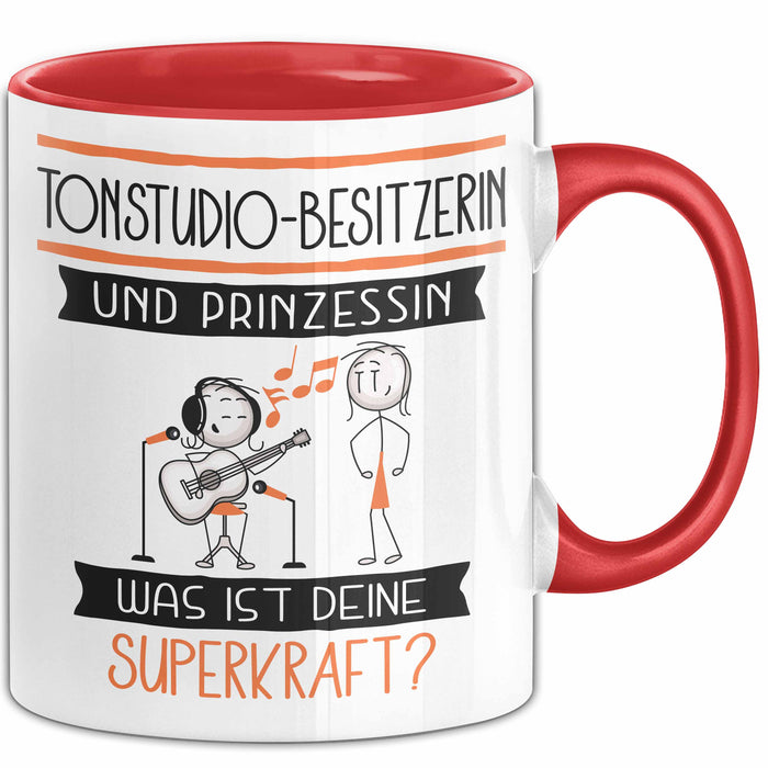 Tonstudio-Besitzerin Und Prinzessin Tasse Geschenk Für Eine Tonstudio-Besitzerin Geburtstag Was Ist Deine Superkraft Rot Trendation