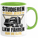 LKW Fahrer Geschenk Tasse Lastkraftwagen-Fahrer Geschenkidee Lustiger Spruch Kaffee-Becher Studieren Kann Jeder LKW Fahren Nur Die ELite Grün Trendation