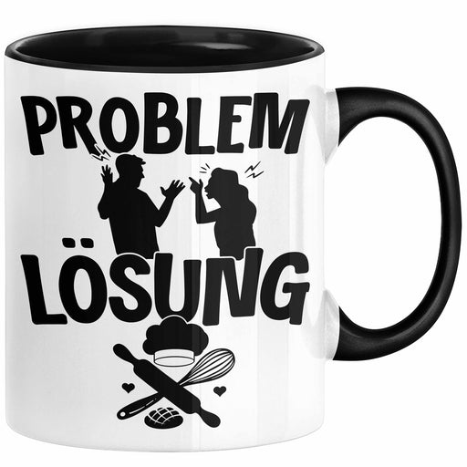 Backen Tasse Geschenk für Bäcker Männer Geschenkidee Problem und Lösung Backen Kochen Schwarz Trendation