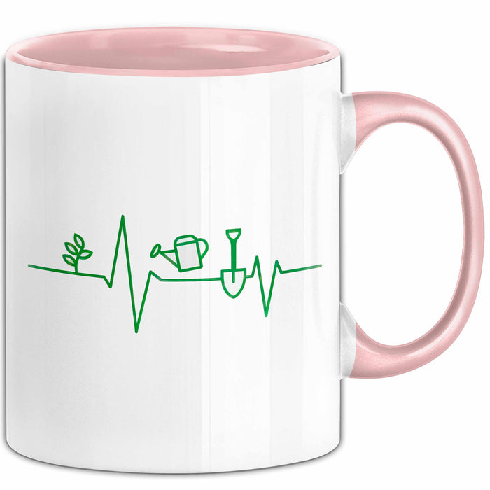 Garten Pflanzen Gärtner Herzschlag Tasse Geschenk Lustige Geschenkidee Spruch Rosa Trendation