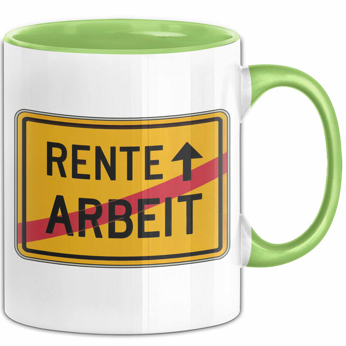 Rentner Tasse Geschenk Rente Arbeit Ruhestand Grün Trendation