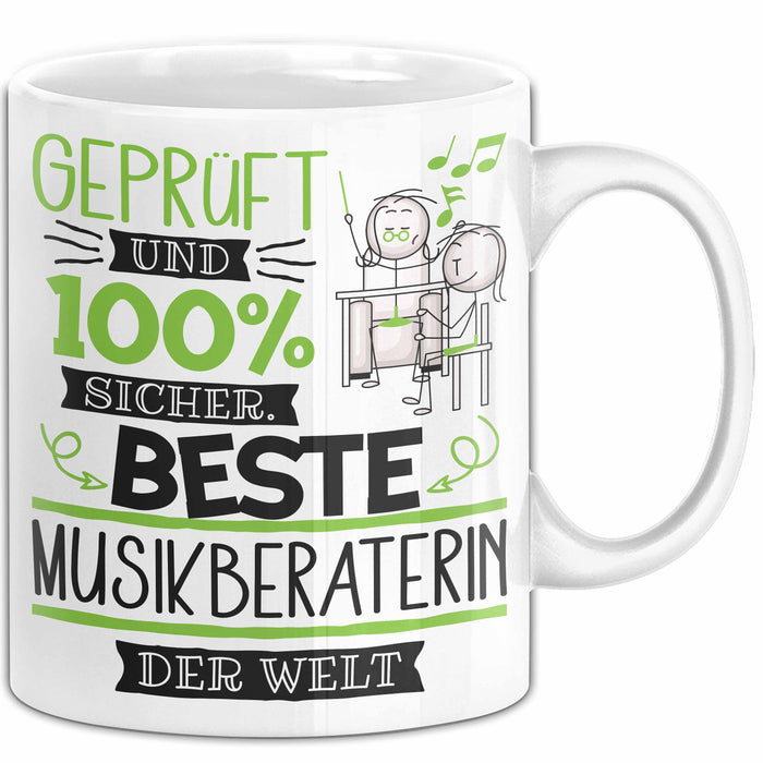 Beste Musikberaterin Der Welt Tasse Geschenk für Eine Musikberaterin Geprüft Und Sicher Geschenkidee Geburtstag Weihnachten Weiß Trendation