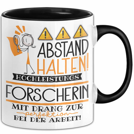 Forscherin Tasse Geschenk Lustig Abstand Halten Hochleistungs-Forscherin Mit Drang Zur Perfektion Bei Der Arbeit Trendation