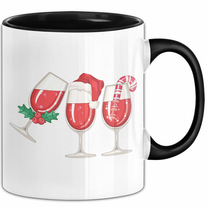 Weihnachten Weinglas Tasse Geschenk Weihnachtliche Grafik Weinliebhaber Kaffee-Becher Trendation