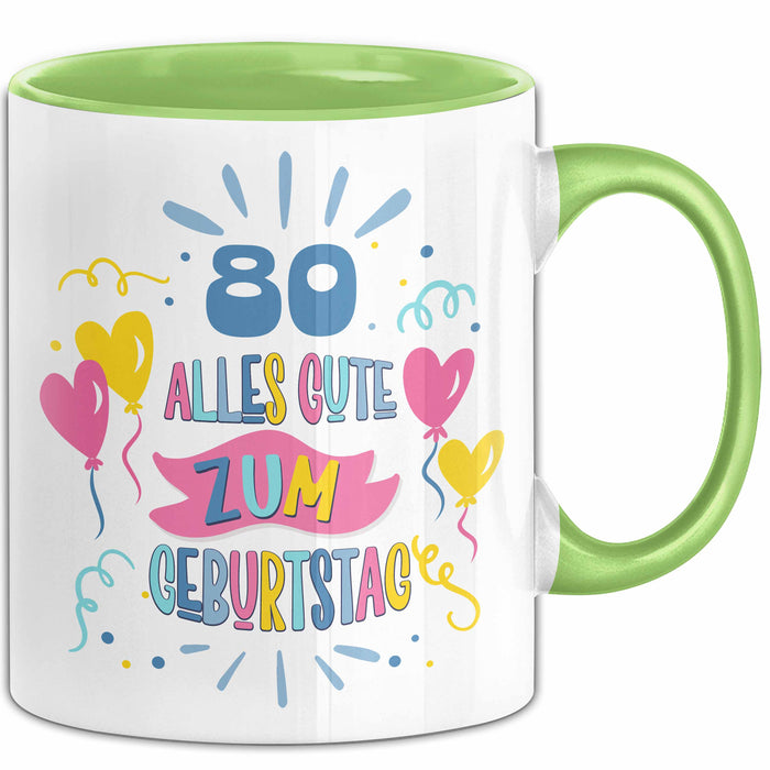 80. Geburtstag Tasse Geschenk Männer Frauen Lustig Alles Gute Zum Geburtstag 80er Geburtstags Grüße Geschenkidee Grün Trendation