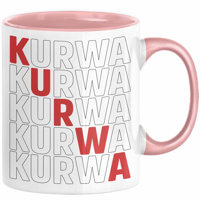 Kurwa Tasse Polen Polska Kaffee-Becher Rosa Trendation