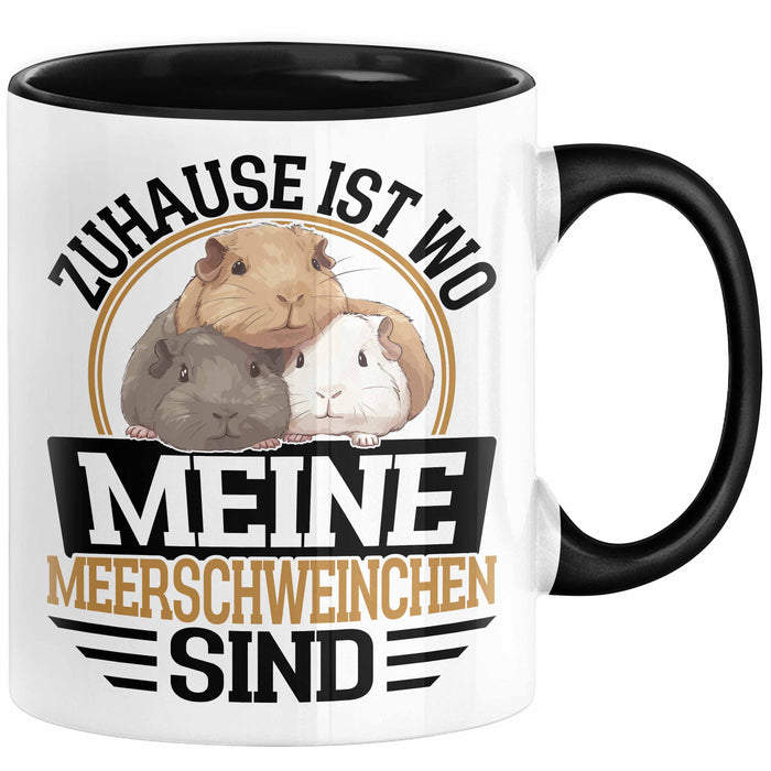Meerschweinchen Geschenk Tasse Spruch Meerschweinchen-Besitzerin Geschenkidee Kaffee-Becher Schwarz Trendation