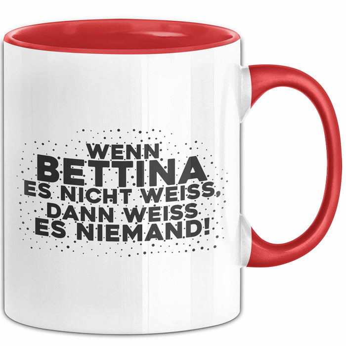 Bettina Tasse Wenn Bettina Es Nicht Weiss, Dann Weiss Es Niemand! Geschenk