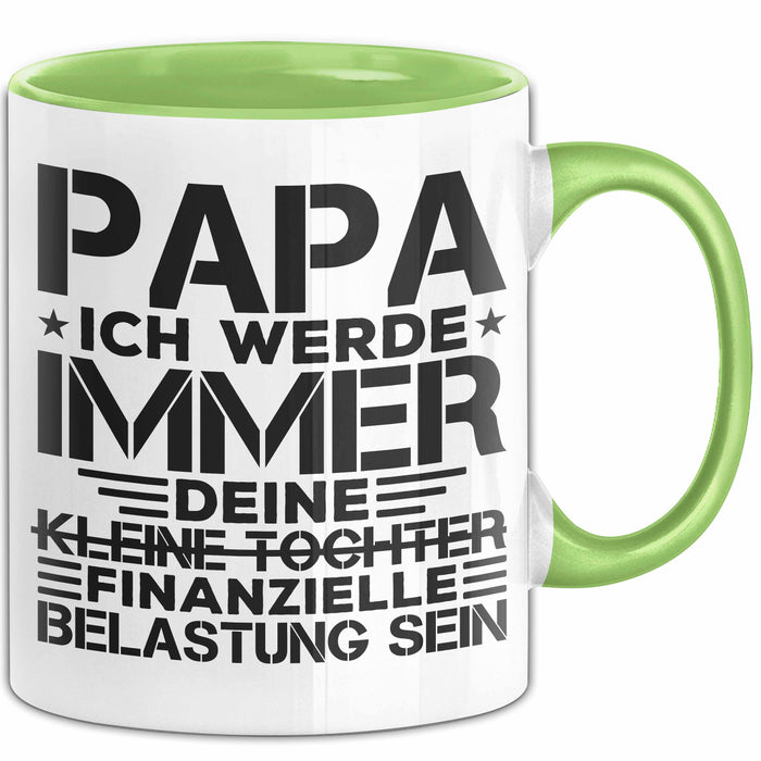 Papa Tasse Geschenk Ich Werde Immer Deine Kleine Tochter Sein Geschenkidee Grün Trendation