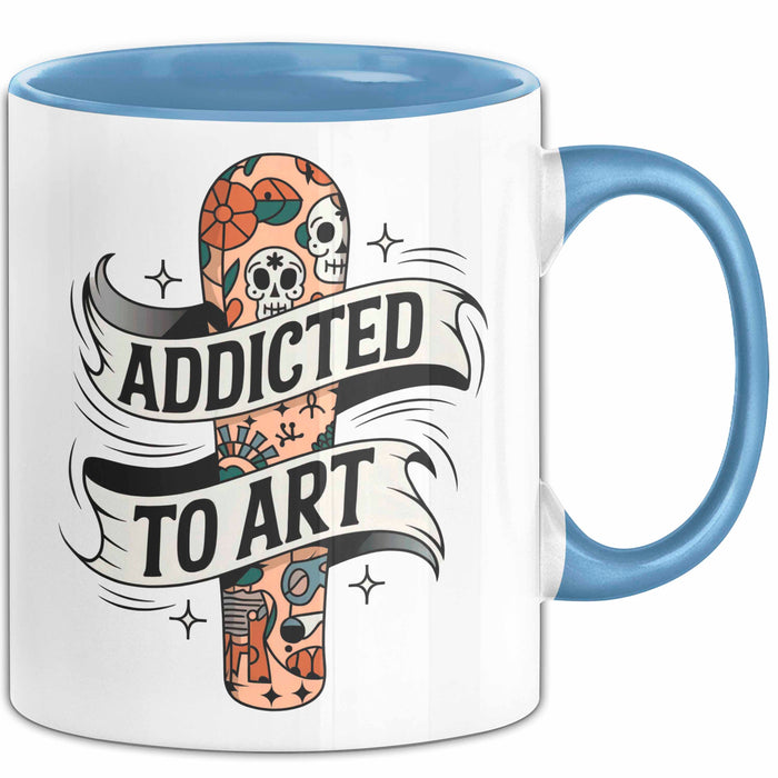 Tattoo Sammler Tasse Geschenk Lustige Geschenkidee Spruch Für Tinten Süchtige Blau Trendation