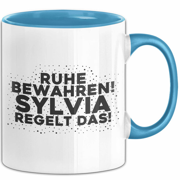 Sylvia Tasse Ruhe Bewahren! Sylvia Regelt Das! Geschenk Blau Trendation