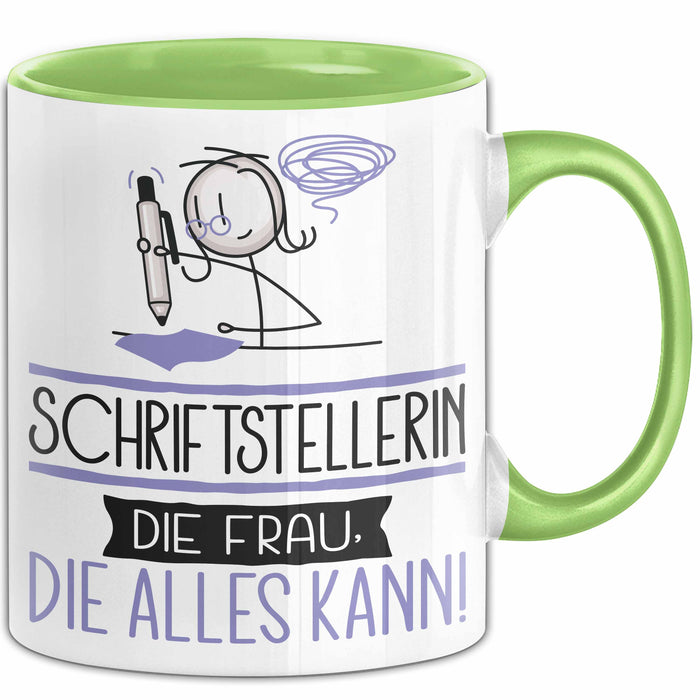 Schriftstellerin Geschenk Tasse Becher Die Frau Die Allen Kann Geschenkidee für eine Schriftstellerin Lustig Grün Trendation