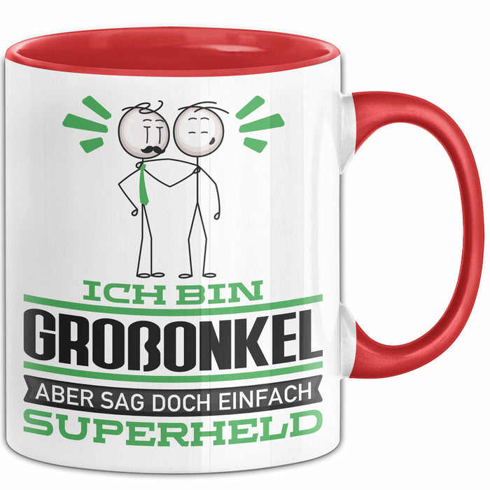 Großonkel Geschenk Tasse Ich Bin Großonkel Aber Sag Doch Einfach Superheld Lustige Geschenkdiee für Großonkel Kaffee-Becher Rot Trendation