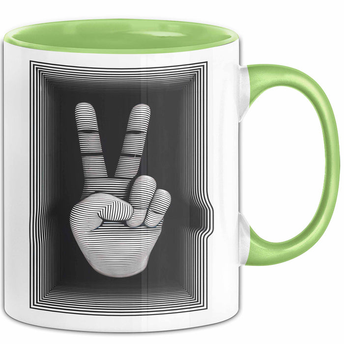 Friedenszeichen Tasse Geschenk Lustige Geschenkidee Spruch Grün Trendation