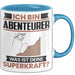 Abenteurer Tasse Geschenk für Abenteurer Geburtstag Lustiger Spruch Kaffee-Becher Was Ist Deine Superkraft Blau Trendation