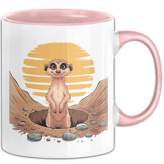 Erdmännchen Tier Tasse Geschenk Lustige Geschenkidee Spruch Rosa Trendation