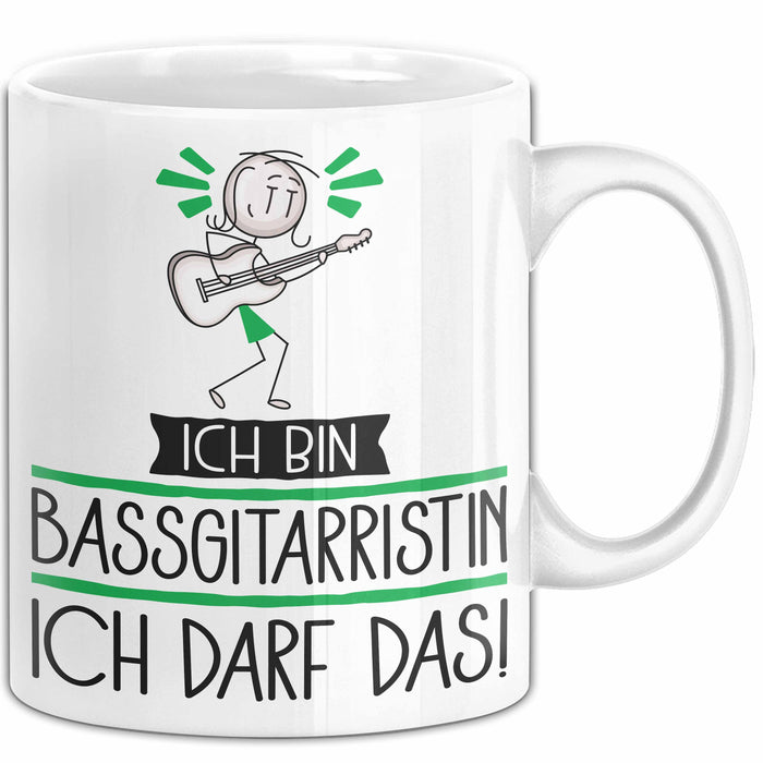 Geschenk für Bassgitarristin Tasse Lustige Geschenkidee Geburtstag Ich Bin Bassgitarristin Ich Darf Das Weiß Trendation