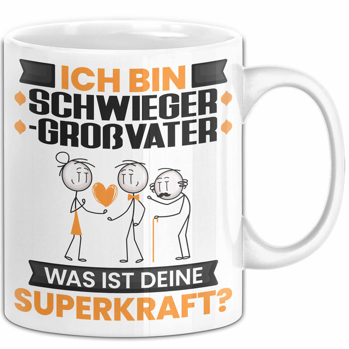 Schwiegergroßvater Tasse Geschenk für Schwiegergroßvater Geburtstag Lustiger Spruch Kaffee-Becher Was Ist Deine Superkraft Weiß Trendation