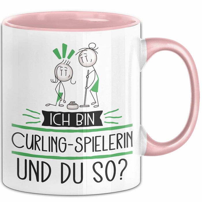 Curling-Spielerin Tasse Geschenk Ich Bin Curling-Spielerin Und Du So Geschenkidee Lustiger Spruch Becher Rosa Trendation