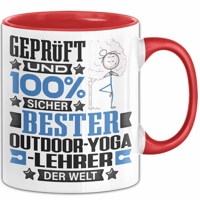 Outdoor-Yoga-Lehrer Geschenk Lustiger Spruch für Outdoor-Yoga-Lehrer Geschenkidee Bester Outdoor-Yoga-Lehrer Der Welt Rot Trendation