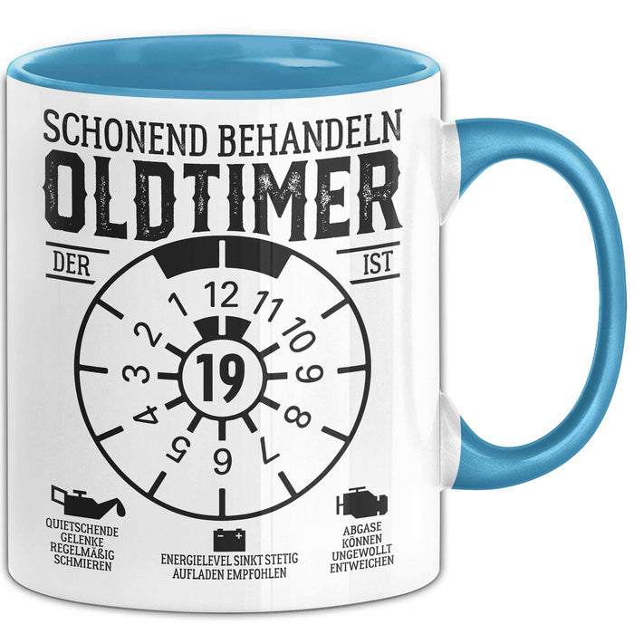 19. Geburtstag Tasse Geschenk Schonend Behandeln Oldtimer Der Ist 19 Geschenkidee Kaffee-Becher Blau Trendation