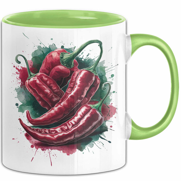 Chili Tasse Geschenk für Scharfesser Lustiger Spruch Grün Trendation