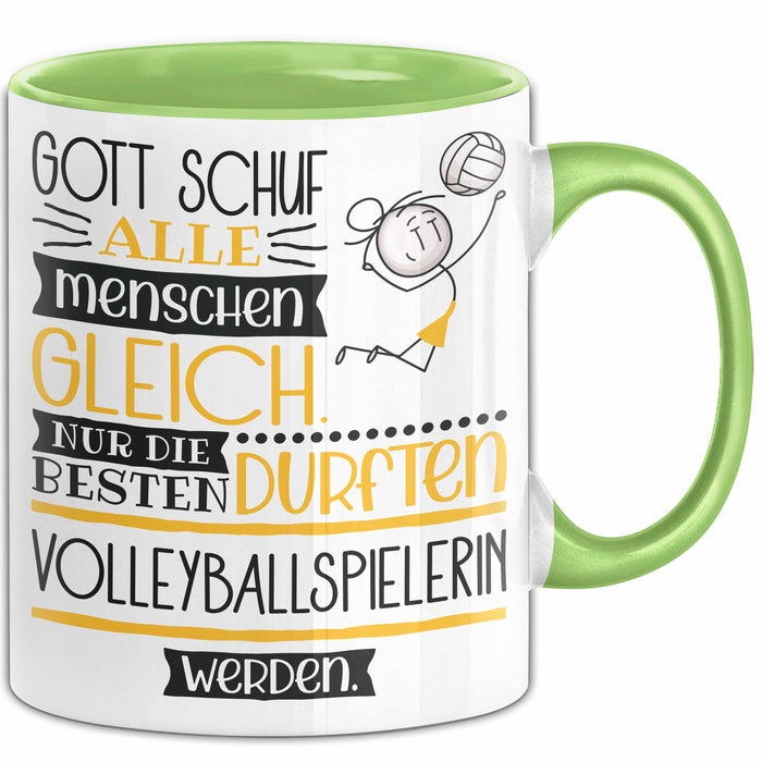 Volleyballspielerin Geschenk Becher Tasse Gott Schuf Alle Menschen Gleich Nur Die Besten Durfeten Volleyballspielerin Werden Geschenkidee Lustig Grün Trendation