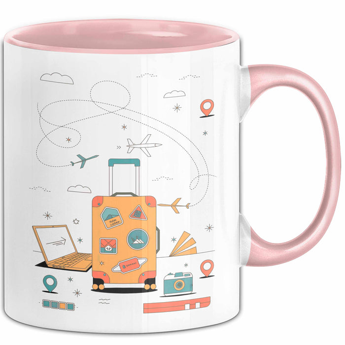 Reiseblogger Tasse Geschenk Lustige Geschenkidee Spruch Für Abenteuer Sucher Rosa Trendation