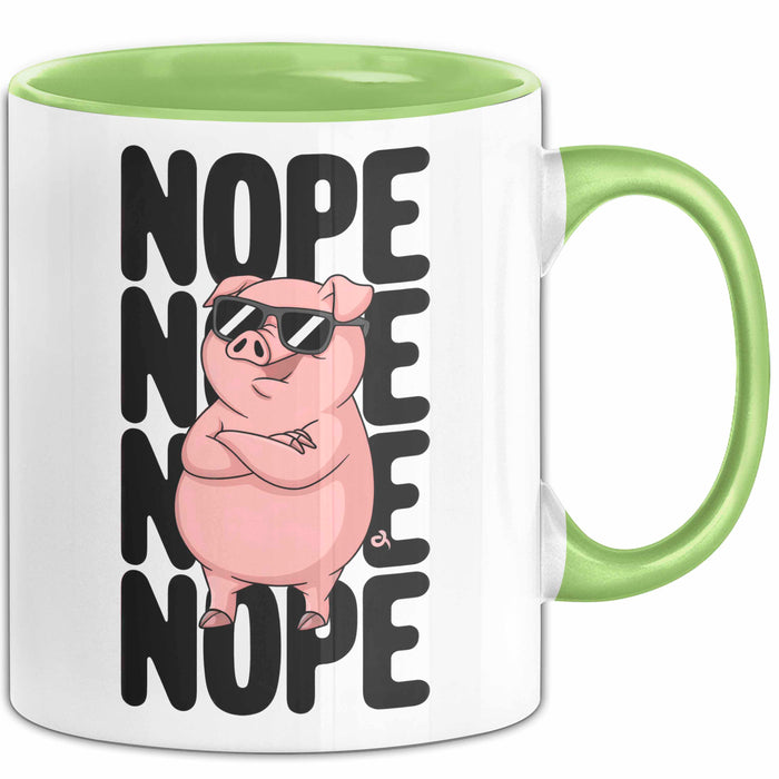 Schweinezüchter Schweine Tier Tasse Becher Geschenk Lustige Geschenkidee Spruch Nö Grün Trendation