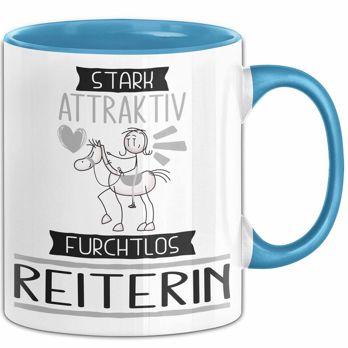 Reiterin Tasse Geschenk Becher Stark Attraktiv Furchtlos Reiterin Lustige Geschenkidee Blau Trendation