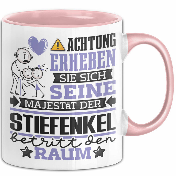 Enkelsohn Geschenk Tasse Lustiger Spruch Erheben Sie Sich Der Enkelsohn Betritt den Raum Rosa Trendation