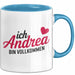 Andrea Tasse Geschenk Ich Bin Vollkommen Andrea Geschenkidee Geburtstag Blau Trendation