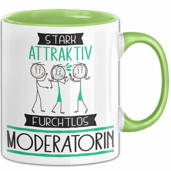 Moderatorin Tasse Geschenk Becher Stark Attraktiv Furchtlos Moderatorin Lustige Geschenkidee Grün Trendation