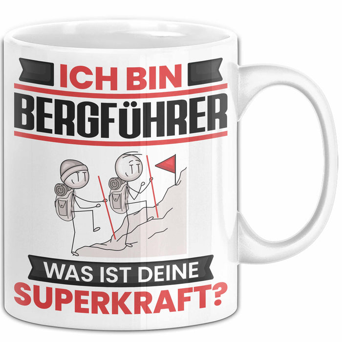 Bergführer Tasse Geschenk für Bergführer Geburtstag Lustiger Spruch Kaffee-Becher Was Ist Deine Superkraft Weiß Trendation