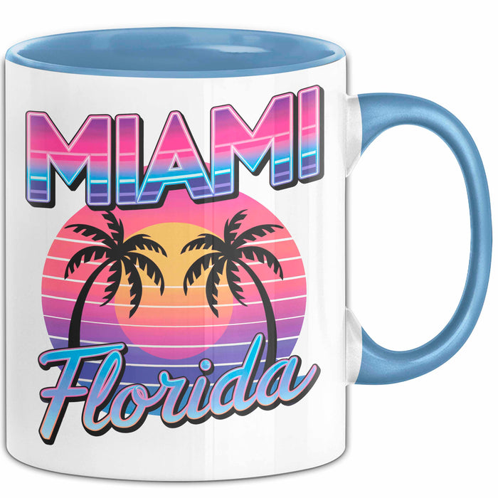 Miami Florida USA Tasse Geschenk Lustige Geschenkidee Spruch Blau Trendation