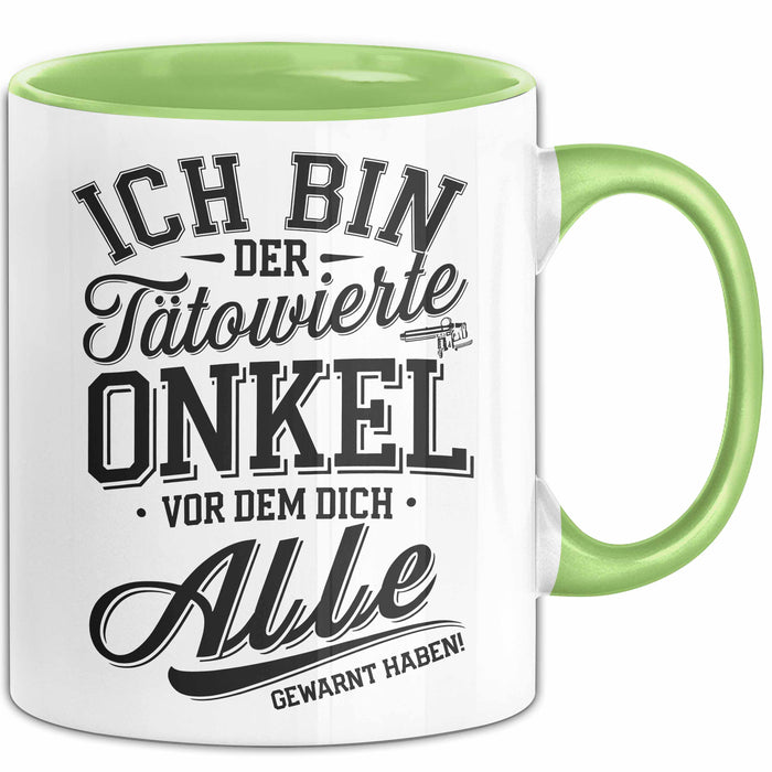 Tätowierter Onkel Tasse Geschenk Lustige Geschenkidee Spruch Grün Trendation