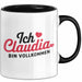 Claudia Tasse Geschenk Ich Bin Vollkommen Claudia Geschenkidee Geburtstag Schwarz Trendation