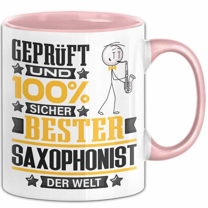 Saxophonist Geschenk Lustiger Spruch für Saxophonist Geschenkidee Bester Saxophonist Der Welt Rosa Trendation