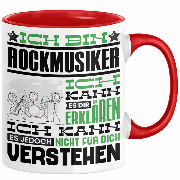 Rockmusiker Geschenk Tasse Geschenkidee für Rockmusiker Geburtstag Lustig Ich Bin Rockmusiker Ich Kann Es Dir Erklären Aber Nicht Für Dich Verstehen Rot Trendation