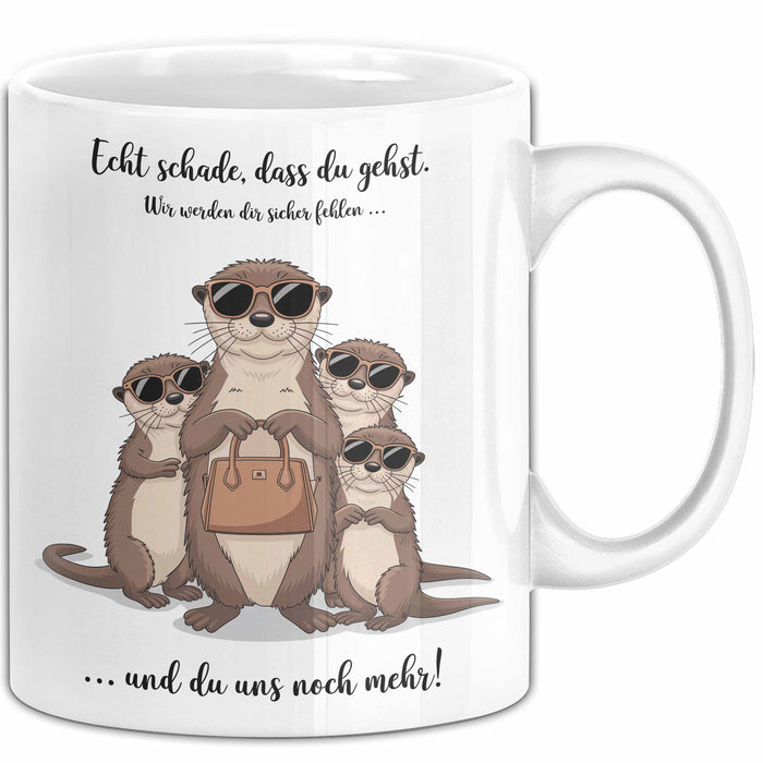 Büroarbeit Kollege Abschied Tasse Geschenk Lustige Geschenkidee Spruch Echt Schade Dass Du Gehst Weiß Trendation