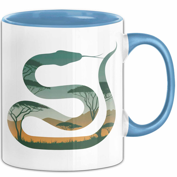 Reptil Schlange Tier Tasse Geschenk Lustige Geschenkidee Spruch Blau Trendation