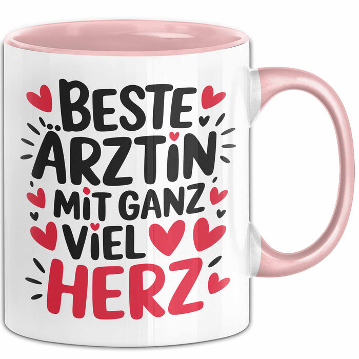 Aerztin Tasse Geschenk Beste Aerztin Mit Ganz Viel Herz Geschenkidee Beruf Rosa Trendation