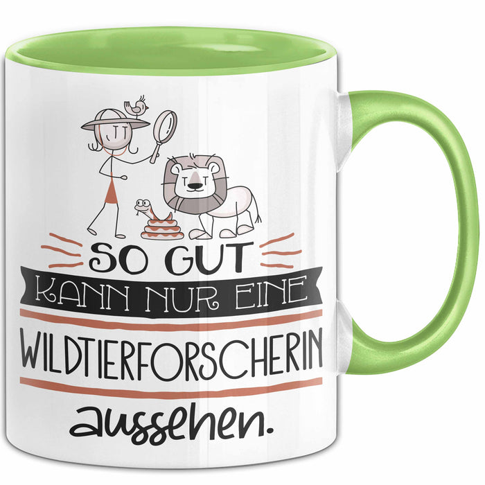 Wildtierforscherin Geschenk Tasse So Gut Kann Nur Eine Wildtierforscherin Aussehen Geschenkidee Geburtstag Weihnachten Lustig Grün Trendation