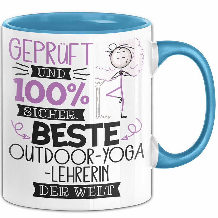Beste Outdoor-Yoga-Lehrerin Der Welt Tasse Geschenk für Eine Outdoor-Yoga-Lehrerin Geprüft Und Sicher Geschenkidee Geburtstag Weihnachten Blau Trendation