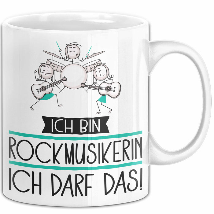 Geschenk für Rockmusikerin Tasse Lustige Geschenkidee Geburtstag Ich Bin Rockmusikerin Ich Darf Das Weiß Trendation
