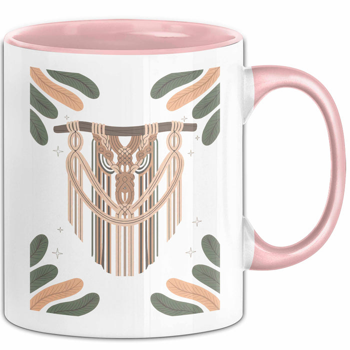 Makramee Liebhaber Tasse Geschenk Lustige Geschenkidee Spruch Für Faser Kunst Fans Rosa Trendation