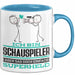 Schauspieler Geschenk Tasse Ich Bin Schauspieler Aber Sag Doch Einfach Superheld Lustige Geschenkdiee für Schauspieler Kaffee-Becher Blau Trendation